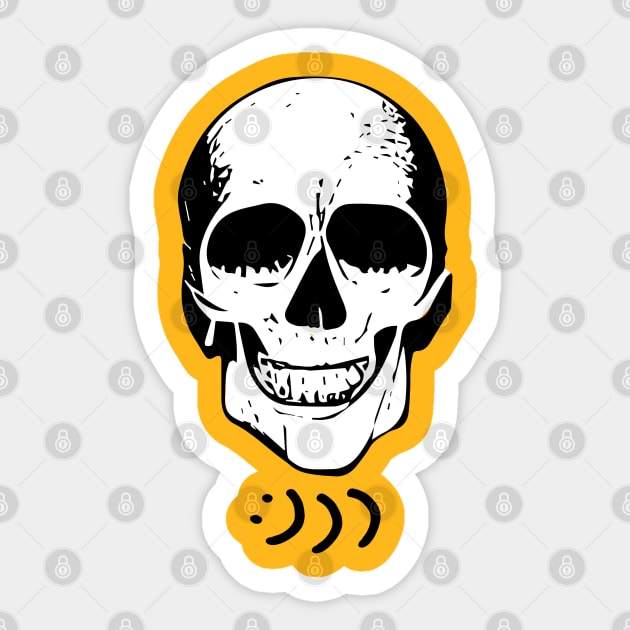 Smiling skull Sticker by Lolebomb